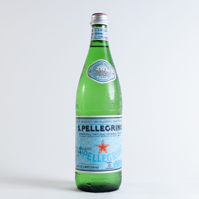 Sparkling San Pellegrino Mineral Water.
