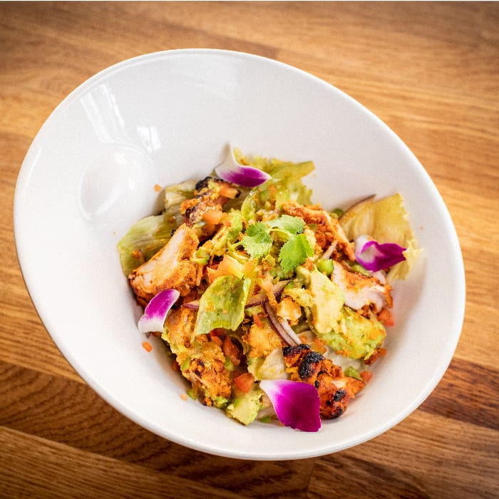 Paneer or Chicken Tikka & Avocado Salad.